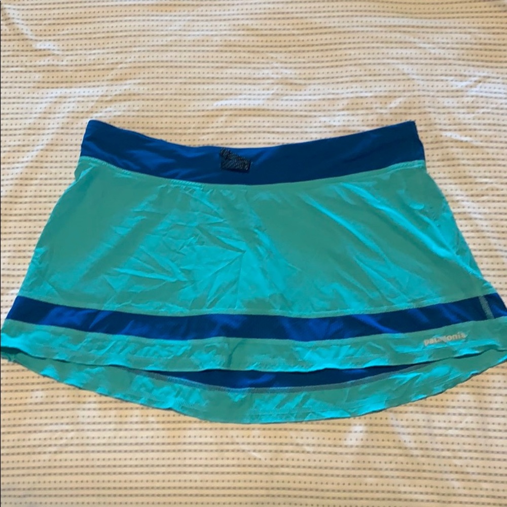 Patagonia aqua/ blue running skort
